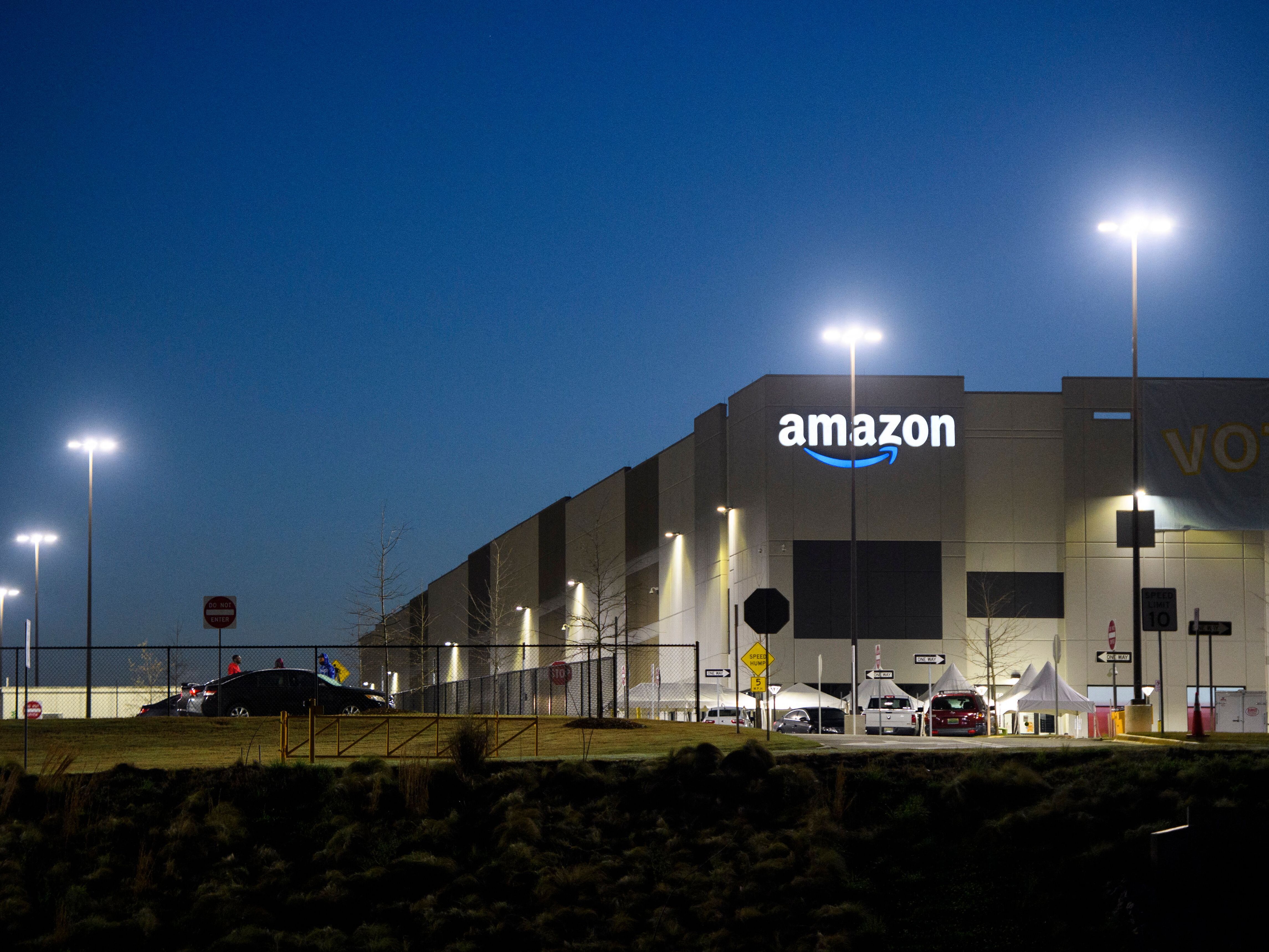 caption: An Amazon fulfillment center in Bessemer, Ala. A Senate investigation found that Amazon workers were nearly twice as likely to be injured compared to workers at other warehouses in the industry.