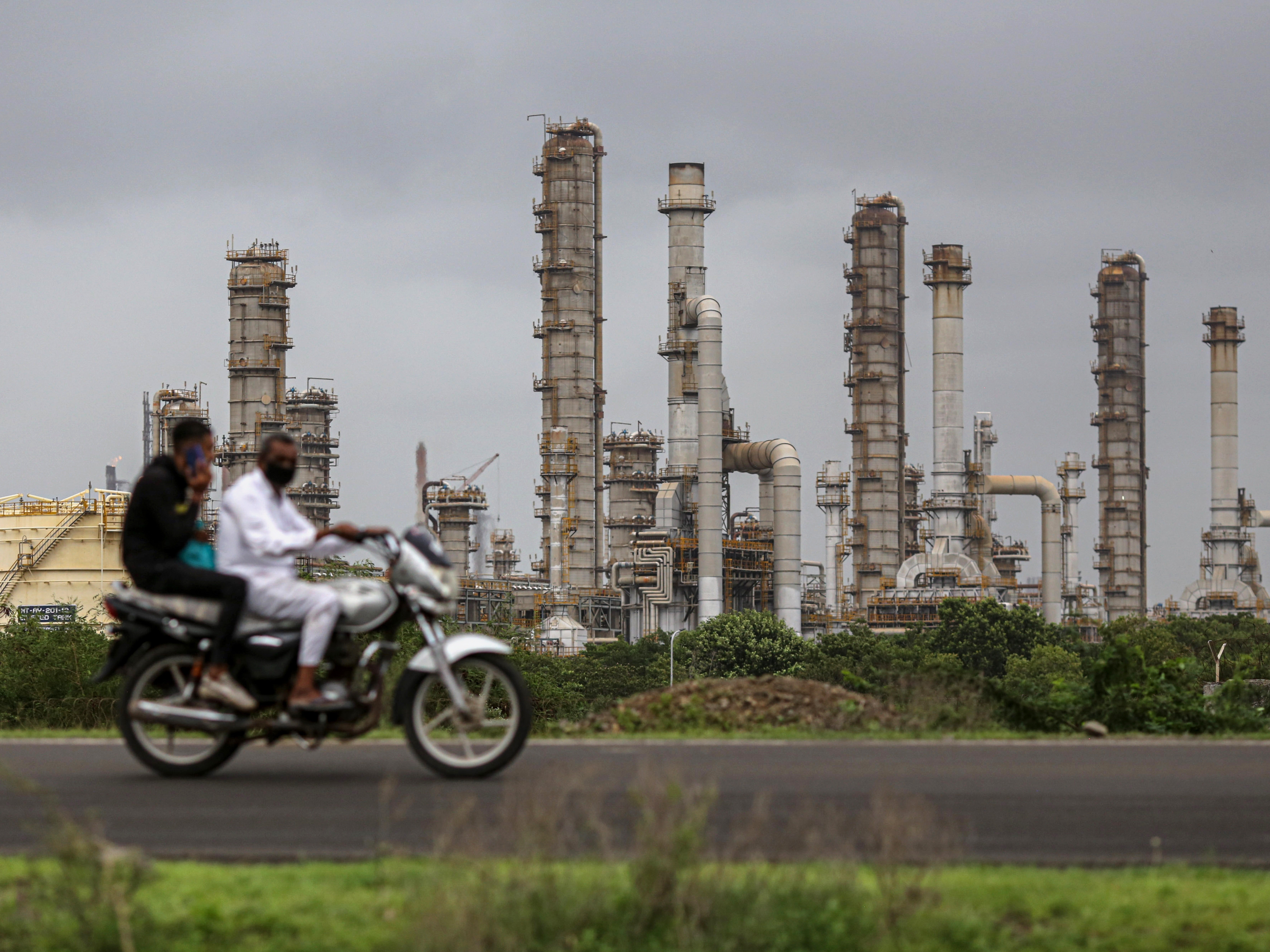 caption: The Reliance Industries oil refinery in Jamnagar, in India's Gujarat state. Researchers say that the refinery gets nearly half its crude oil from Russia and that most of the oil products that the U.S. imports from India are made in this refinery.