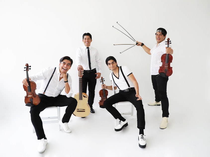 caption: From left: Alberto Villalobos, Humberto Flores, Luis Villalobos and Ernesto Villalobos of the Villalobos Brothers. Their latest album, <em>Somos</em>, is out now.