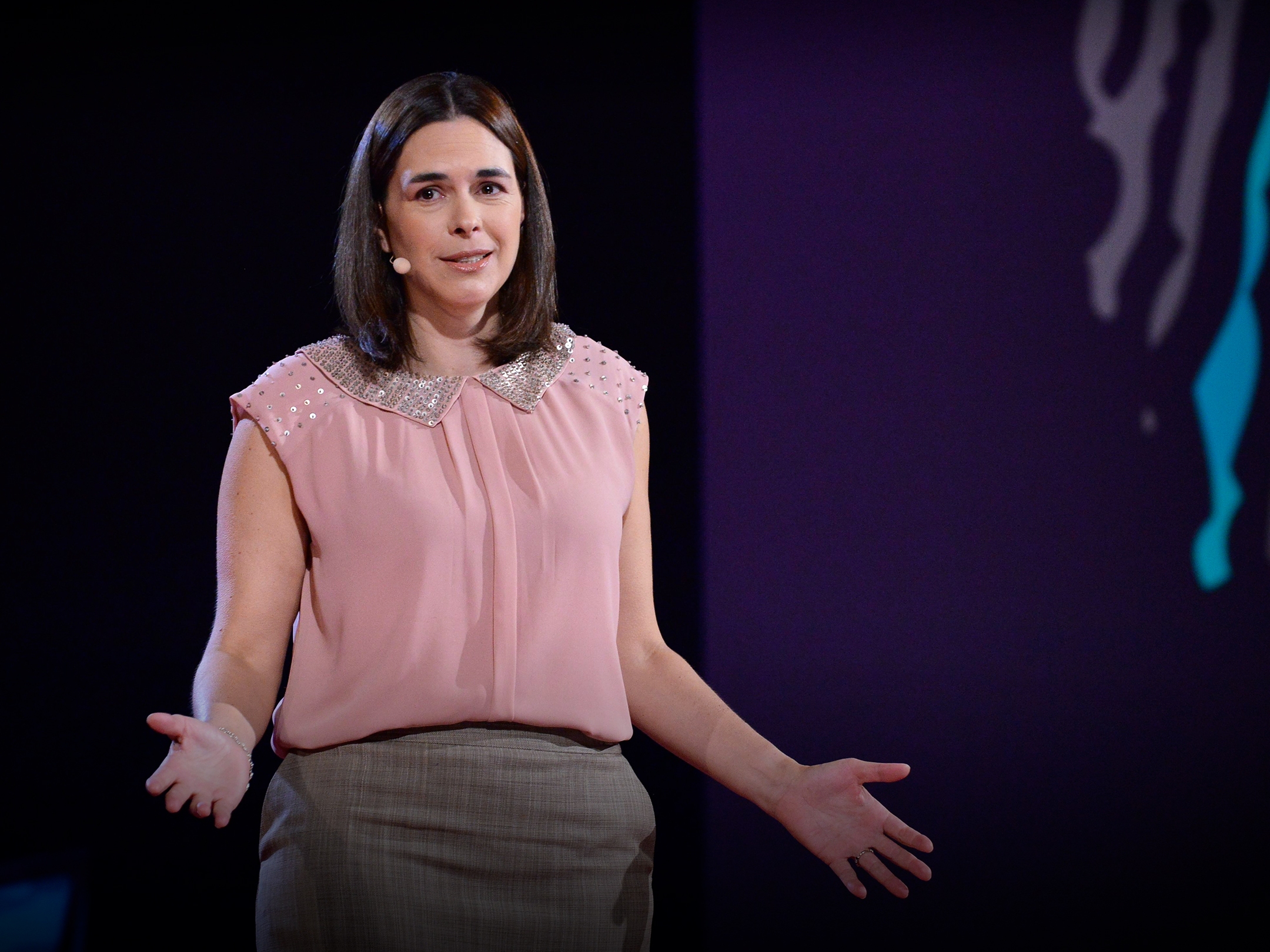 caption:  Sian Beilock giving her TED Talk