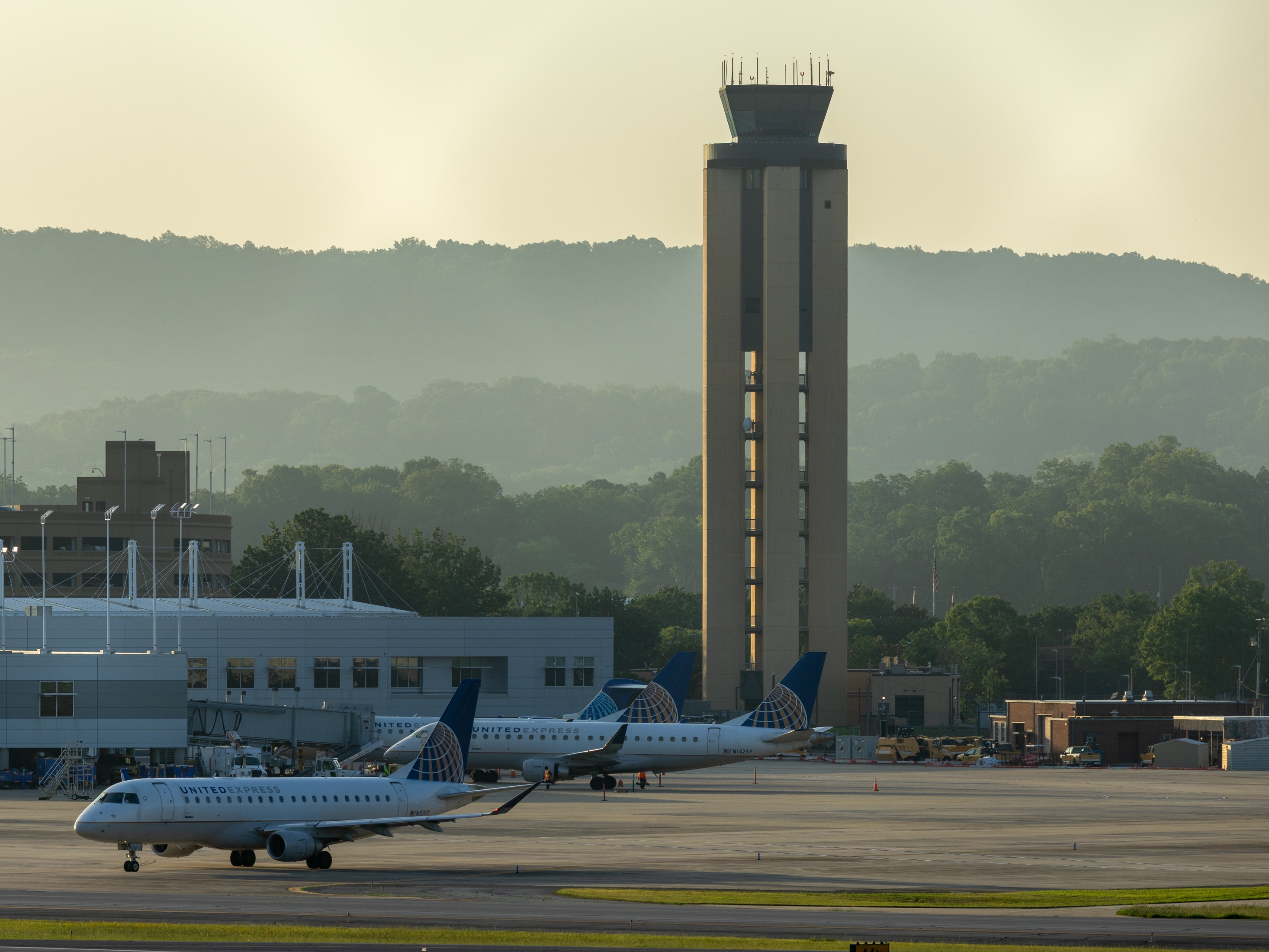 caption: The air traffic control tower at Birmingham-Shuttlesworth International Airport in Birmingham, Ala. on June 21, 2025. Following a spate of technical outages and staffing shortages, the Trump administration is focusing on reforming the air traffic control system, including the possibility of privatization.