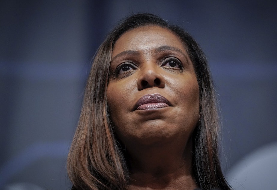 caption: New York State Attorney General Letitia James, pictured in February, New York's Democratic Attorney General Letitia James filed a civil lawsuit on Wednesday against former President Donald Trump, saying he "falsely inflated his net worth by billions of dollars to unjustly enrich himself, to cheat the system."