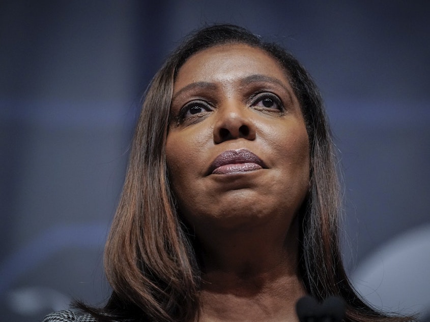 caption: New York State Attorney General Letitia James, pictured in February, New York's Democratic Attorney General Letitia James filed a civil lawsuit on Wednesday against former President Donald Trump, saying he "falsely inflated his net worth by billions of dollars to unjustly enrich himself, to cheat the system."