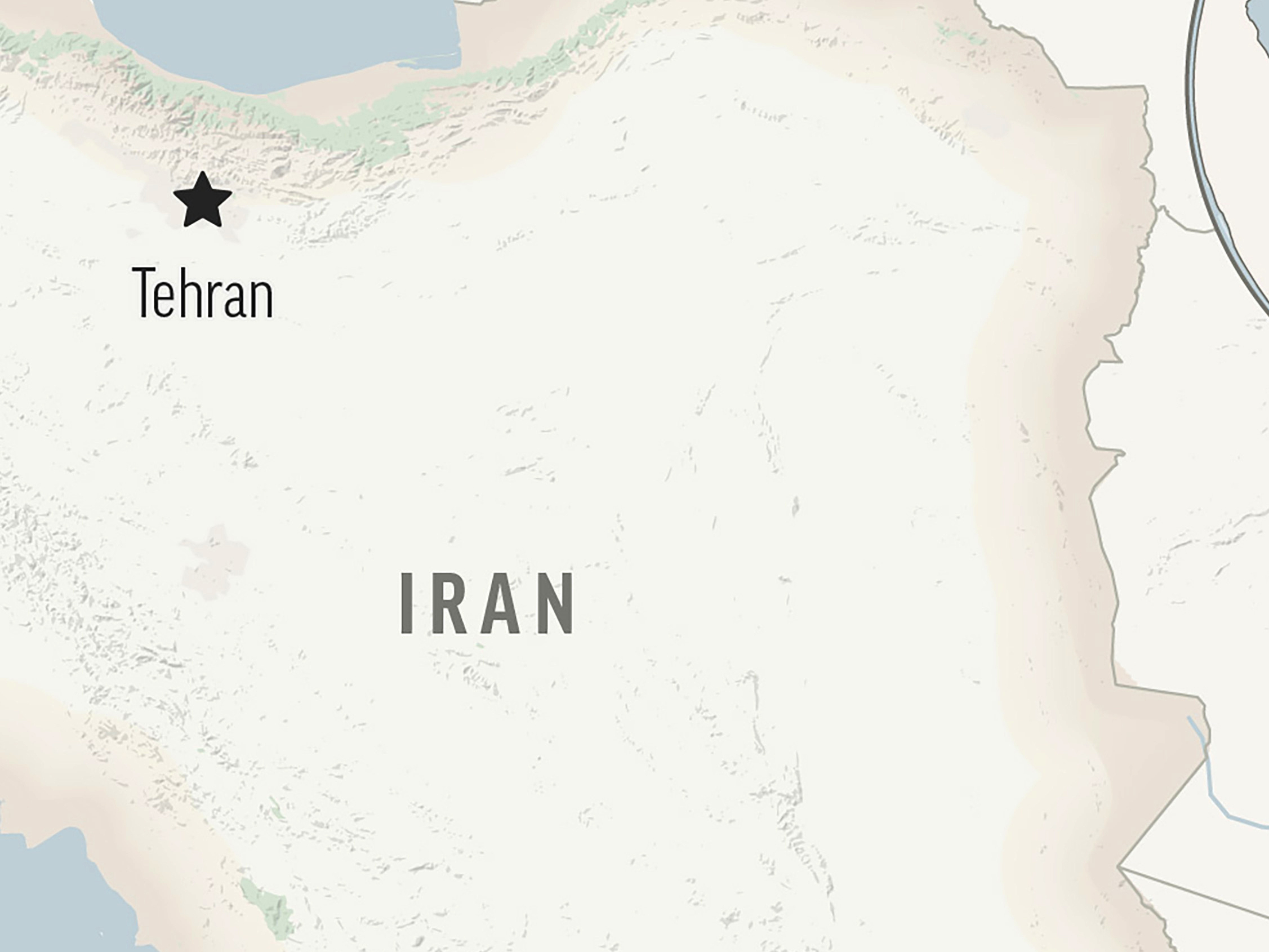 caption: A locator map for Iran with its capital, Tehran.