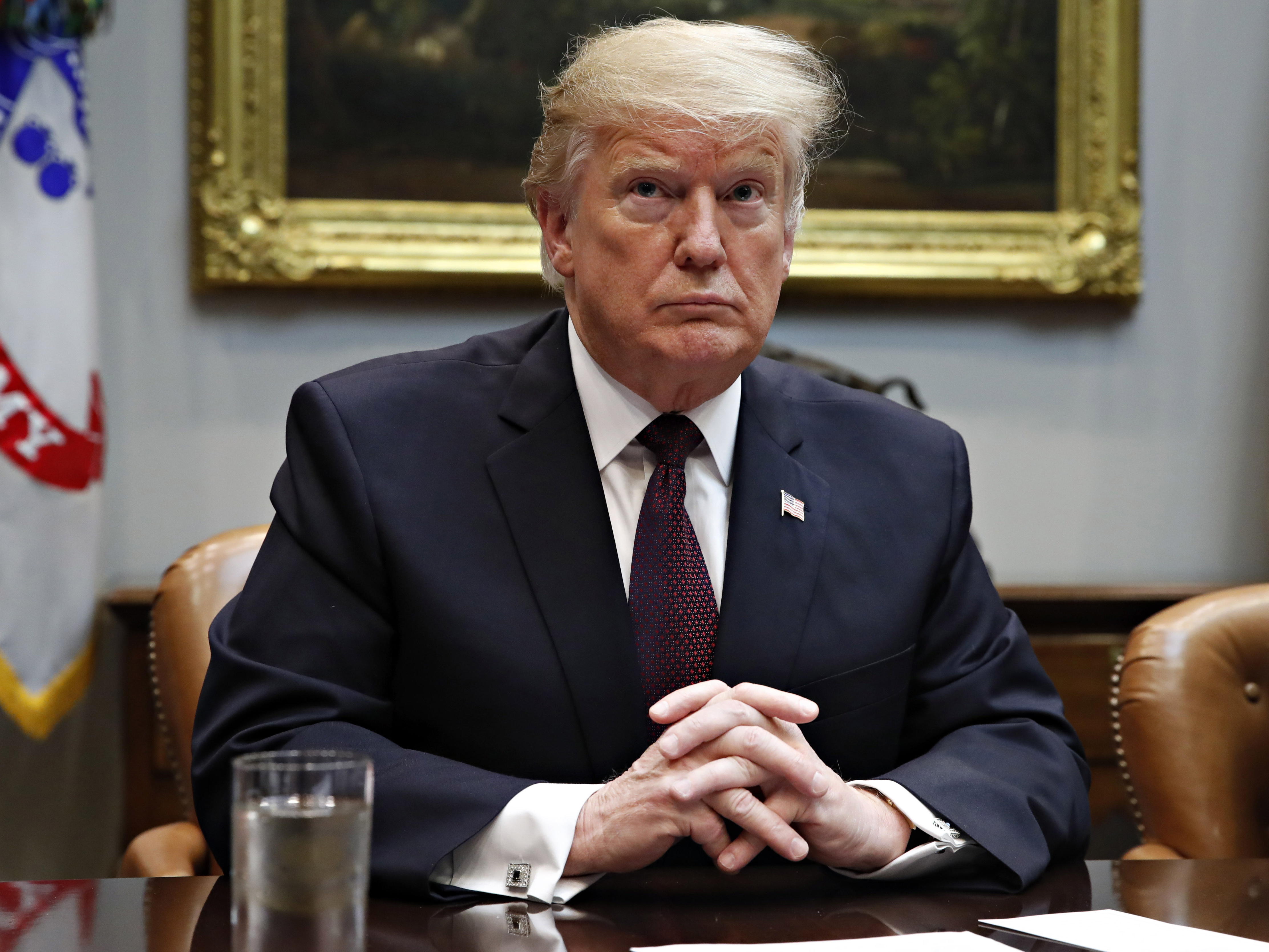 caption: President Trump appears at the White House on Wednesday as House Speaker Nancy Pelosi blocked him from delivering the State of the Union at the Capitol. Trump agreed to postpone while the shutdown goes on.