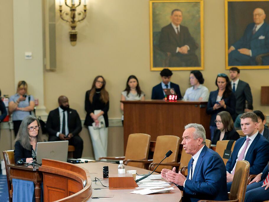 caption: Health and Human Services Secretary Robert F. Kennedy Jr. testifies during a hearing of the House Committee on Ways and Means on Capitol Hill on April 16, 2026 in Washington, DC.