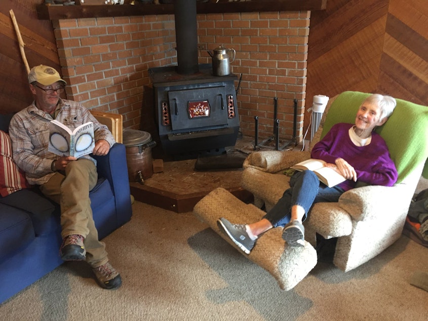 caption: Tom Paulson and Connie Wagoner at their Idaho cabin