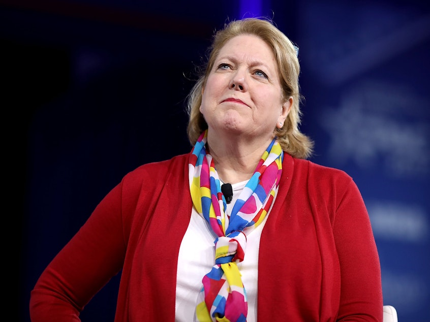 caption: Ginni Thomas, wife of Supreme Court Associate Justice Clarence Thomas, in 2017.