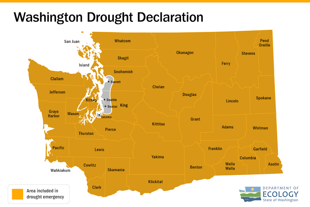 caption: The Washington State Department of Ecology declared a drought emergency for the entire state on April 16, 2024. 