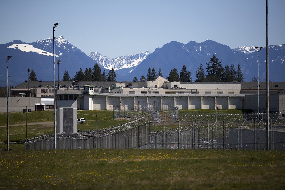 caption: The Monroe Correctional Complex is shown on Thursday, April 16, 2020, in Monroe. Three separate protest caravans demanding safety and clemency for incarcerated individuals arrived at the Monroe Correctional Complex, Purdy and the Governor's Mansion at noon on Thursday. 
