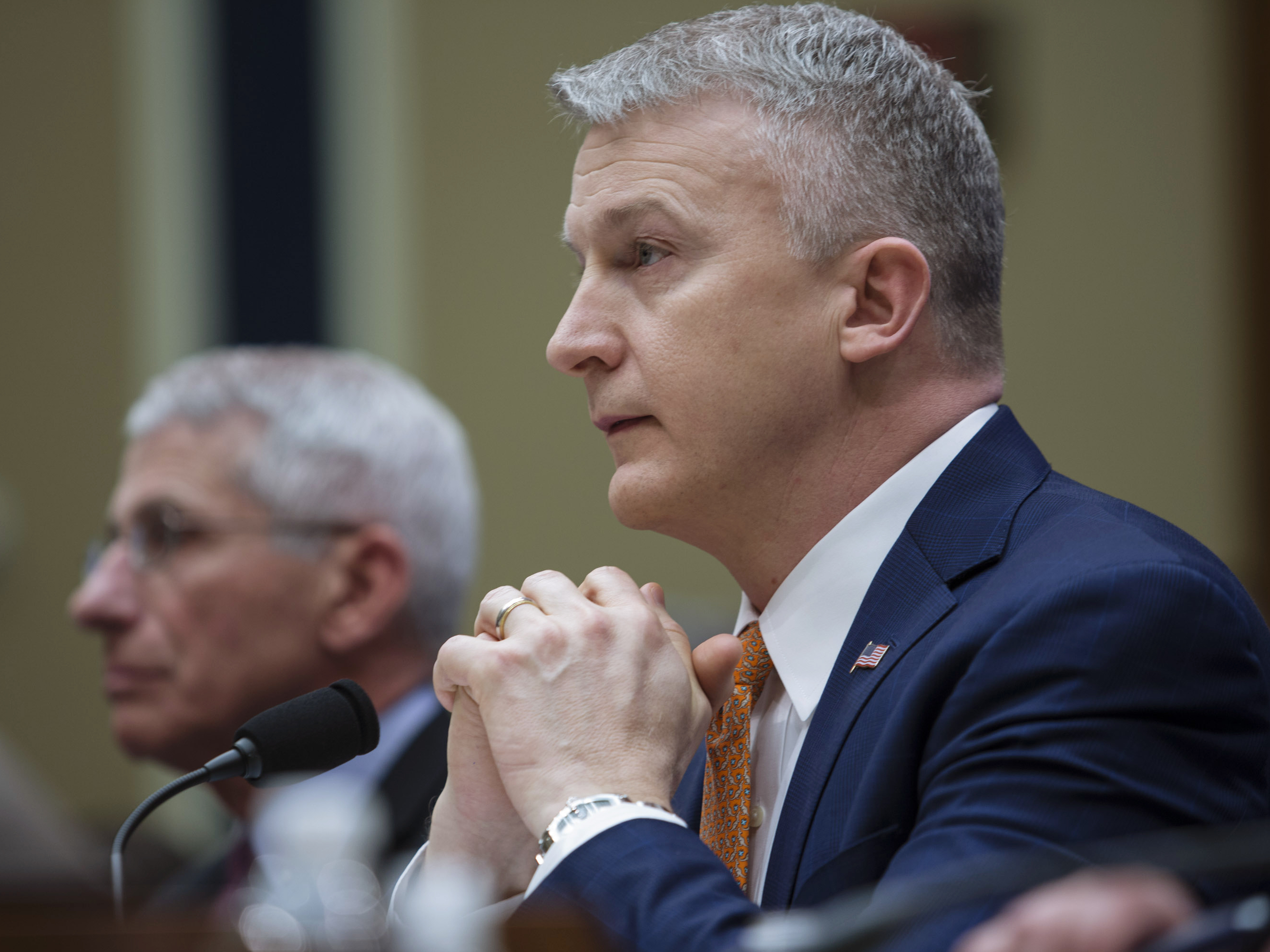 caption: Richard Bright, former director of the Biomedical Advanced Research and Development Authority, is seen here in 2018.