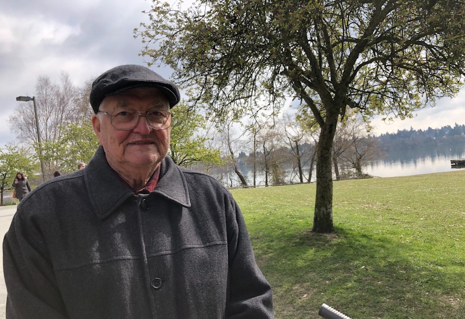 caption: Thomas Cross says he's sticking with his weekly walk around Greenlake.
