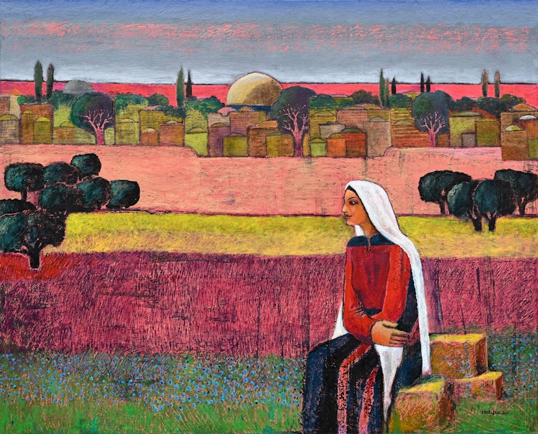 caption: "Eye on Jerusalem," 2012, by Palestinian artist Nabil Anani.