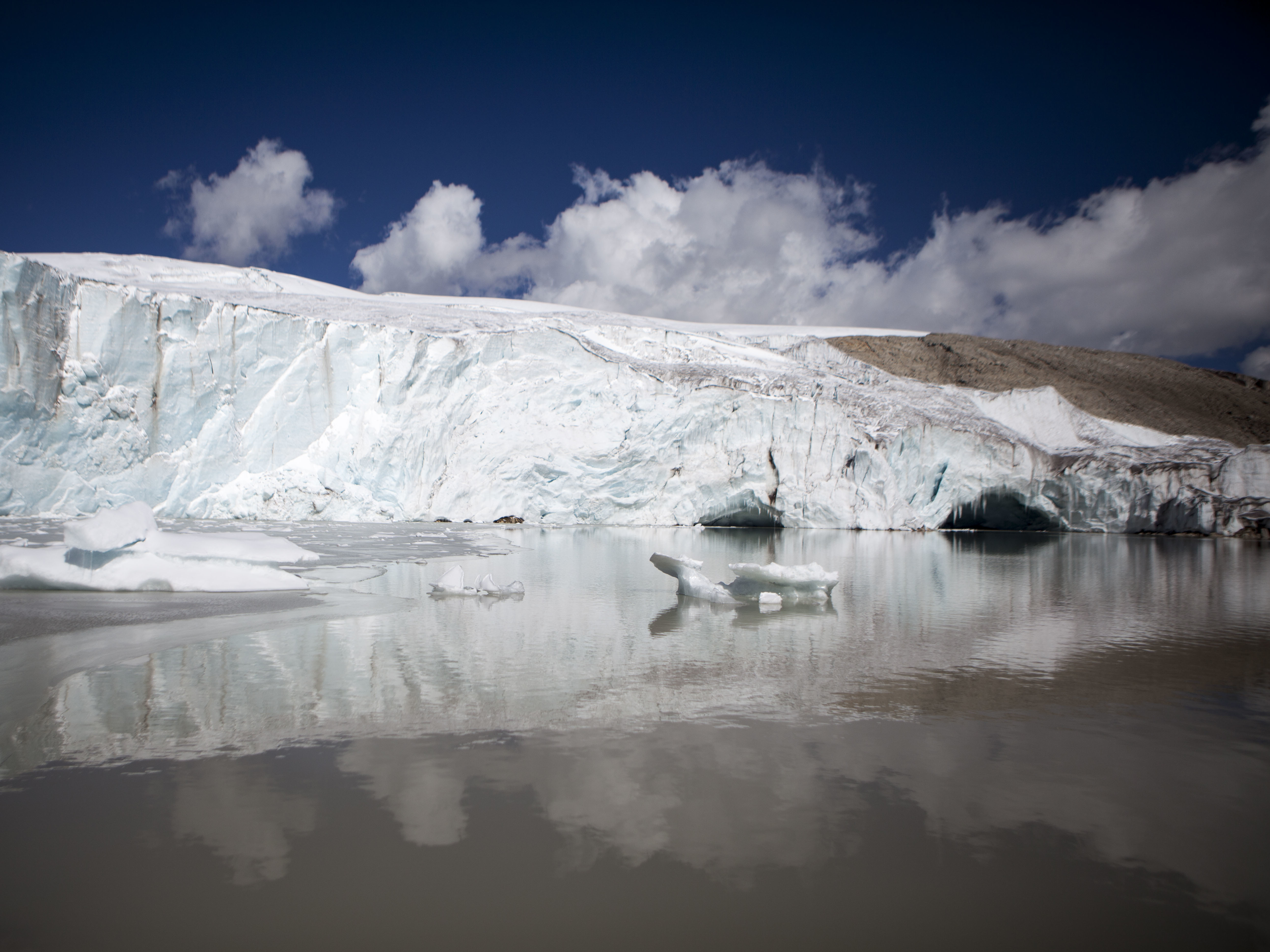 caption: Quelccaya glacier in Peru, photographed in 2015. Glaciers in the Andes mountains contain significantly less water than previously thought, according to a new study.