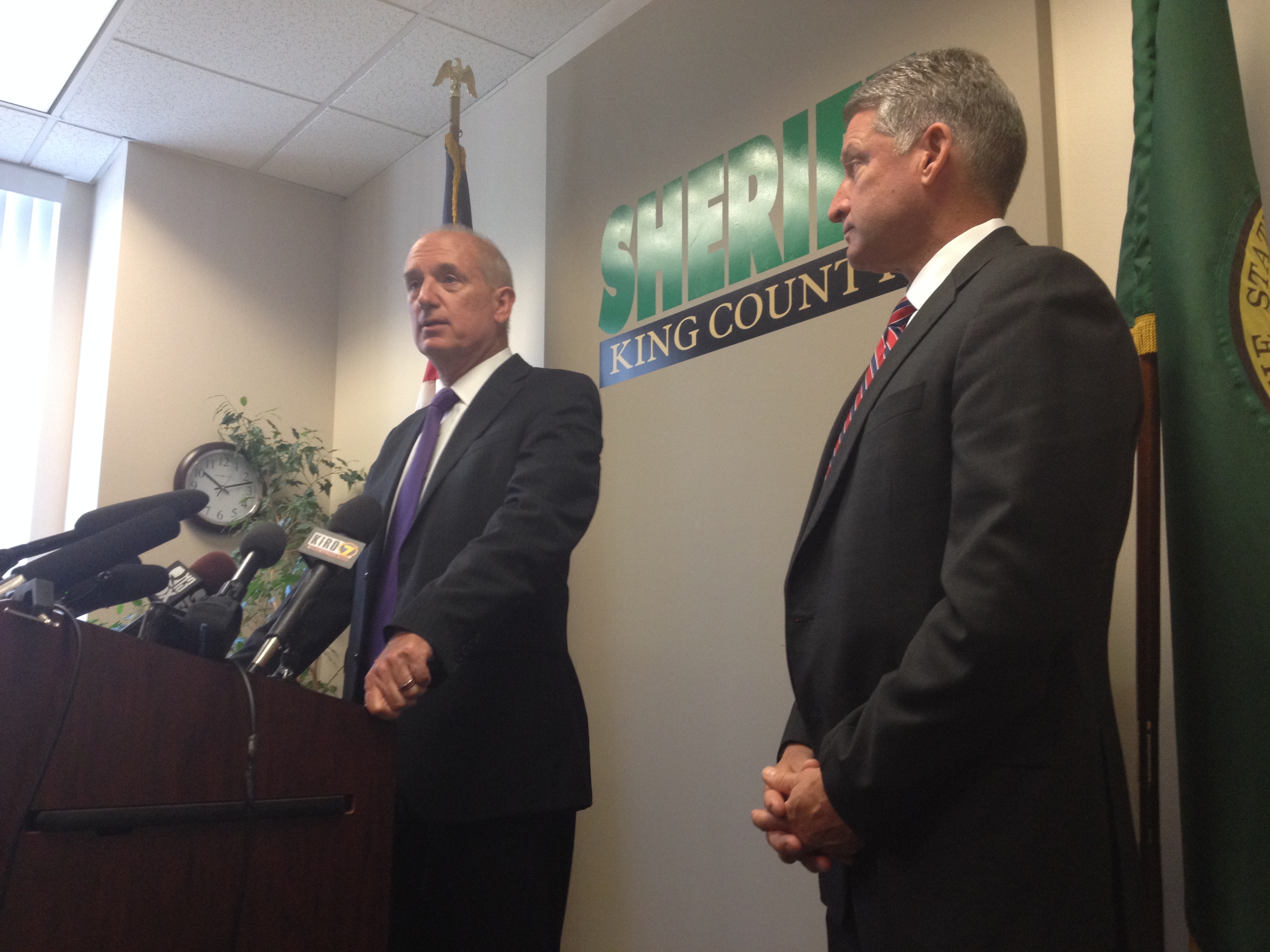 caption: Sheriff John Urquhart introduces his new chief deputy, or undersheriff, Jim Pugel.