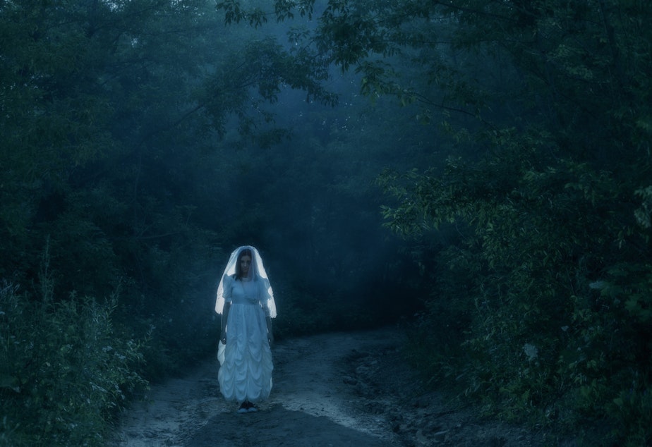 A bride's ghost in the night forest