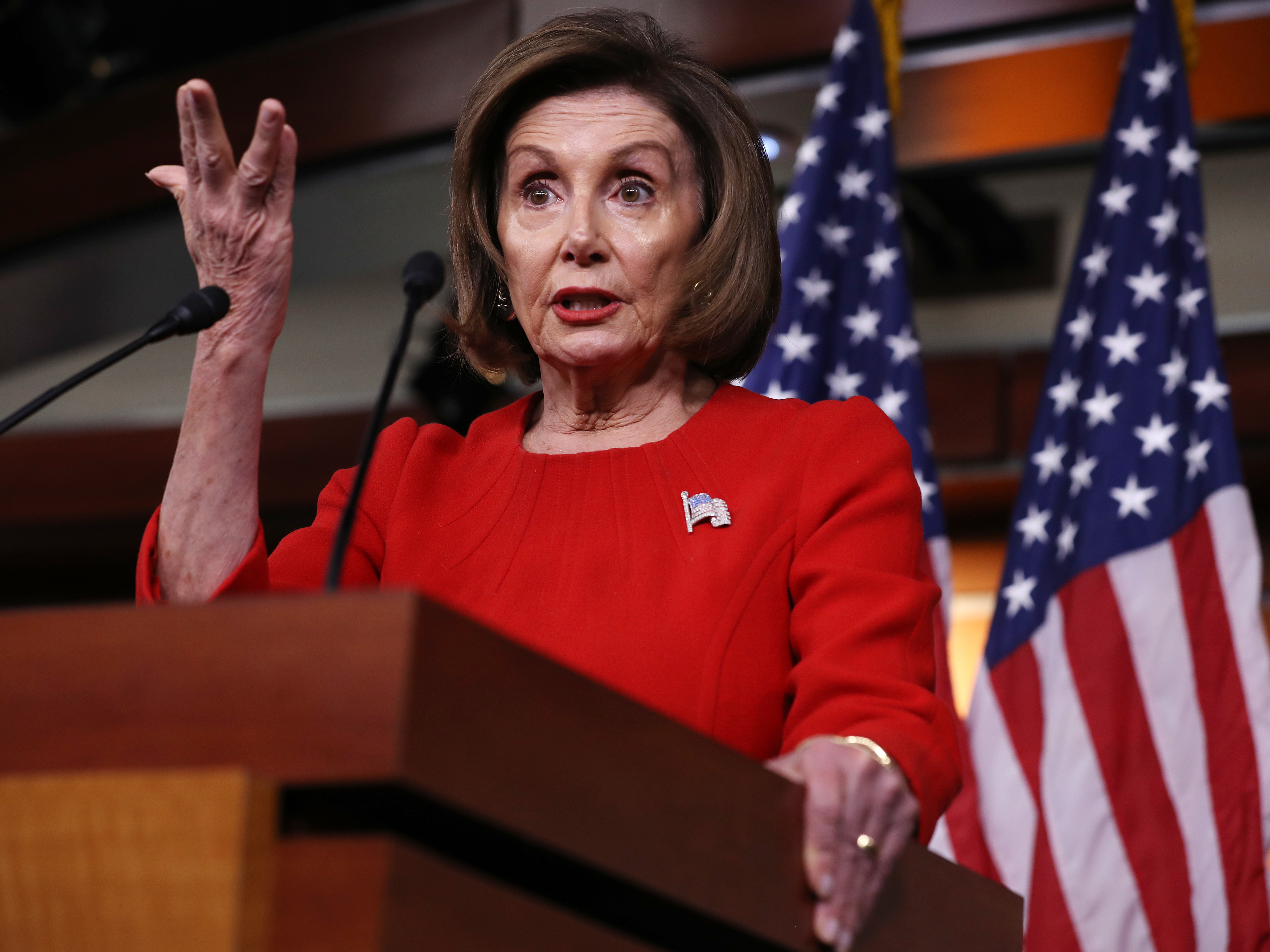 caption: Speaker of the House Nancy Pelosi, D-Calif., has been seeking a short-term deal to fund the government through Dec. 20. Currently, federal agencies are set to run out of money on Thursday.