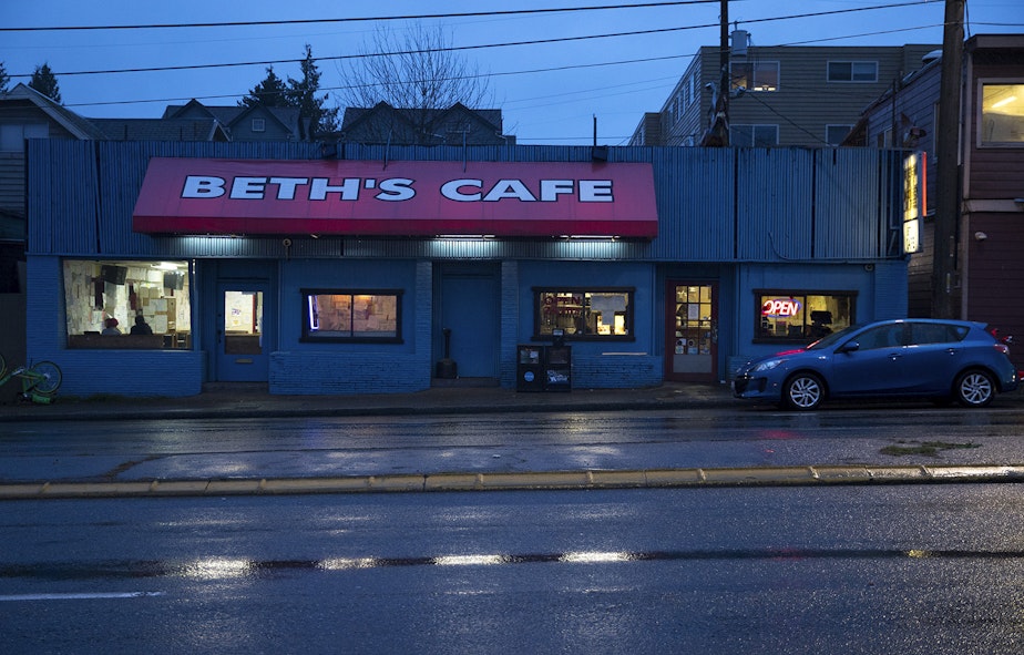 caption: Beth's Cafe is shown on Monday, March 25, 2019, along Aurora Avenue in Seattle.