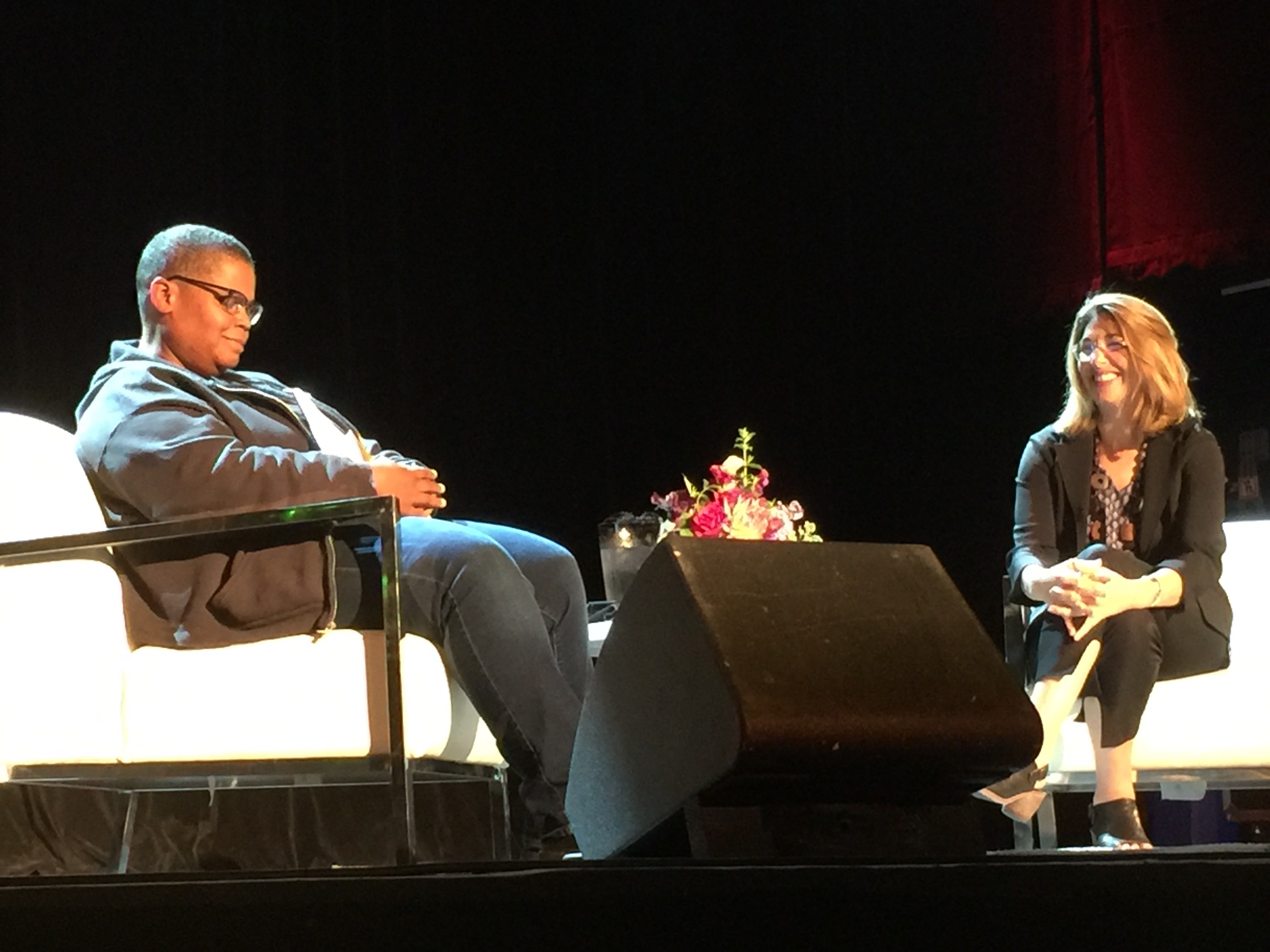 caption: Keeanga-Yamahtta Taylor and Naomi Klein move past their shock at Trump's election at the Neptune Theatre