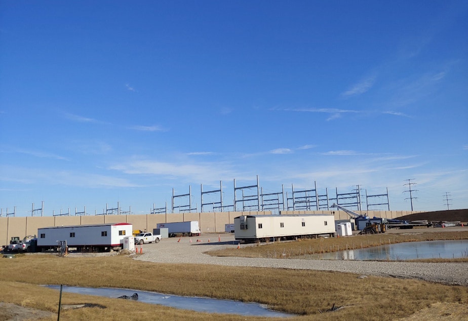 Foxconn's substation under construction in Mount Pleasant, Wis., on Dec. 15, 2019. State officials hope the company will help turn the region into the next Silicon Valley.