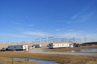 caption: Foxconn's substation under construction in Mount Pleasant, Wis., on Dec. 15, 2019. State officials hope the company will help turn the region into the next Silicon Valley.