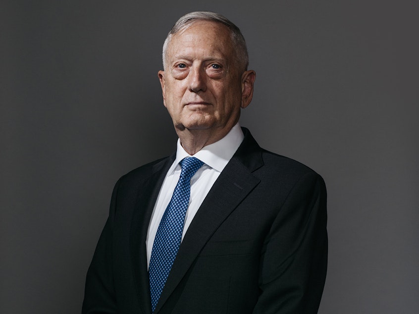 caption: James Mattis served as defense secretary for nearly two years under President Trump before resigning at the end of last year