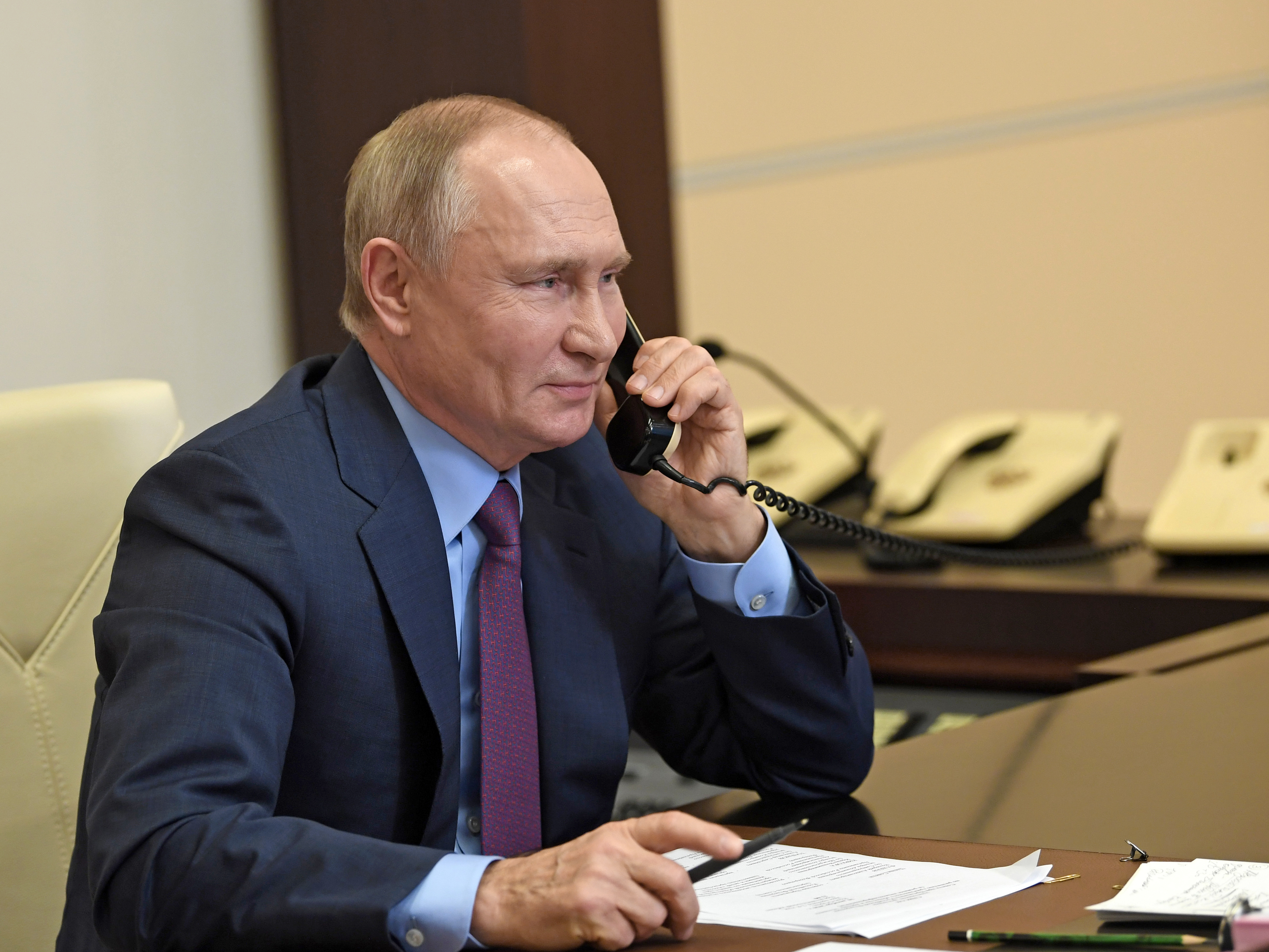 caption: Russian President Vladimir Putin and President Biden spoke on the phone Tuesday, discussing several tense issues facing the two countries.