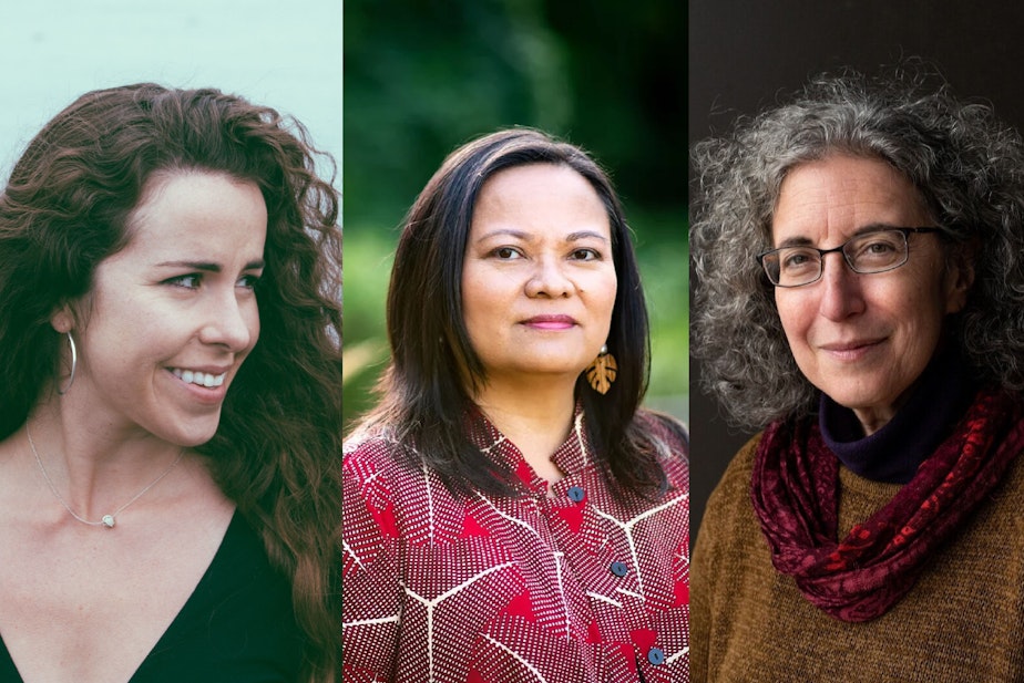 caption: Authors Grace Talusan, Kristen Millares Young, and Michelle Bowdler act as our guides through discussions of pain, self-care, and a culture that uses shame to keep women in line.
