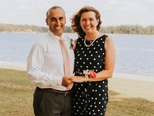 caption: Army Maj. Ivan and Aileen Arreguin at their son's wedding in Sanford, N.C., in June. The Arreguins are stationed in Fort Hood, Texas.