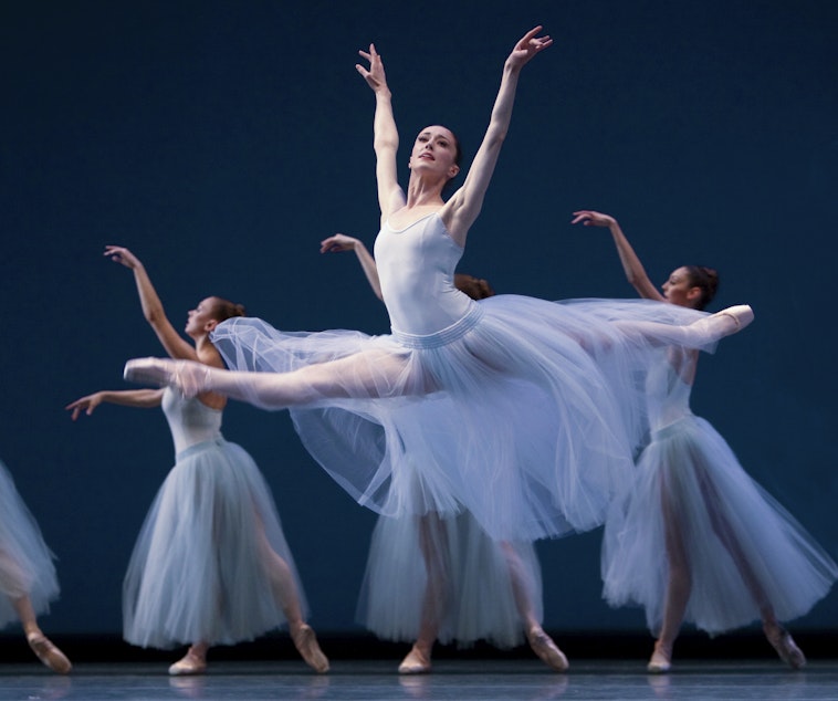 caption: Pacific Northwest Ballet's Sarah Orza in a 2010 performance of "Serenade," by George Balanchine