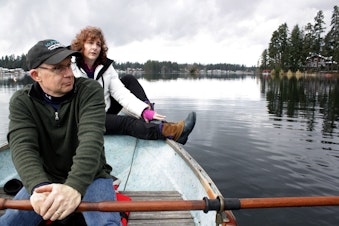 caption: Bill and Cindy Wheeler have lived on Black Diamond's Lake Sawyer for 30 years, but they don't know the weir master.