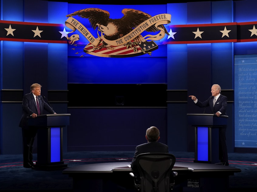 caption: Undecided voters are typically the target of presidential debates, but it's unclear whether Tuesday night's back and forth helped distill anything for people who haven't backed a candidate yet.
