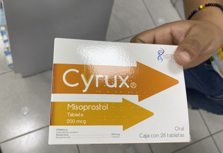 caption: One of two abortion drugs available without a prescription in some Mexican drugstores.