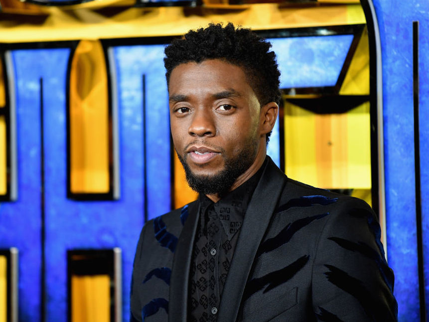 caption: The late actor Chadwick Boseman, in London in 2018.