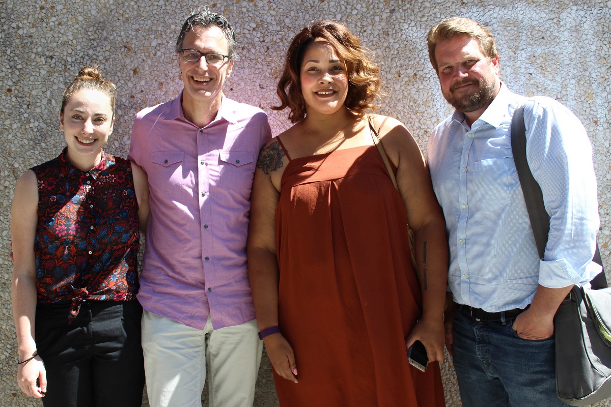 caption: From left, Sydney Brownstone, Bill Radke, Ijeoma Oluo and Jonathan Martin.