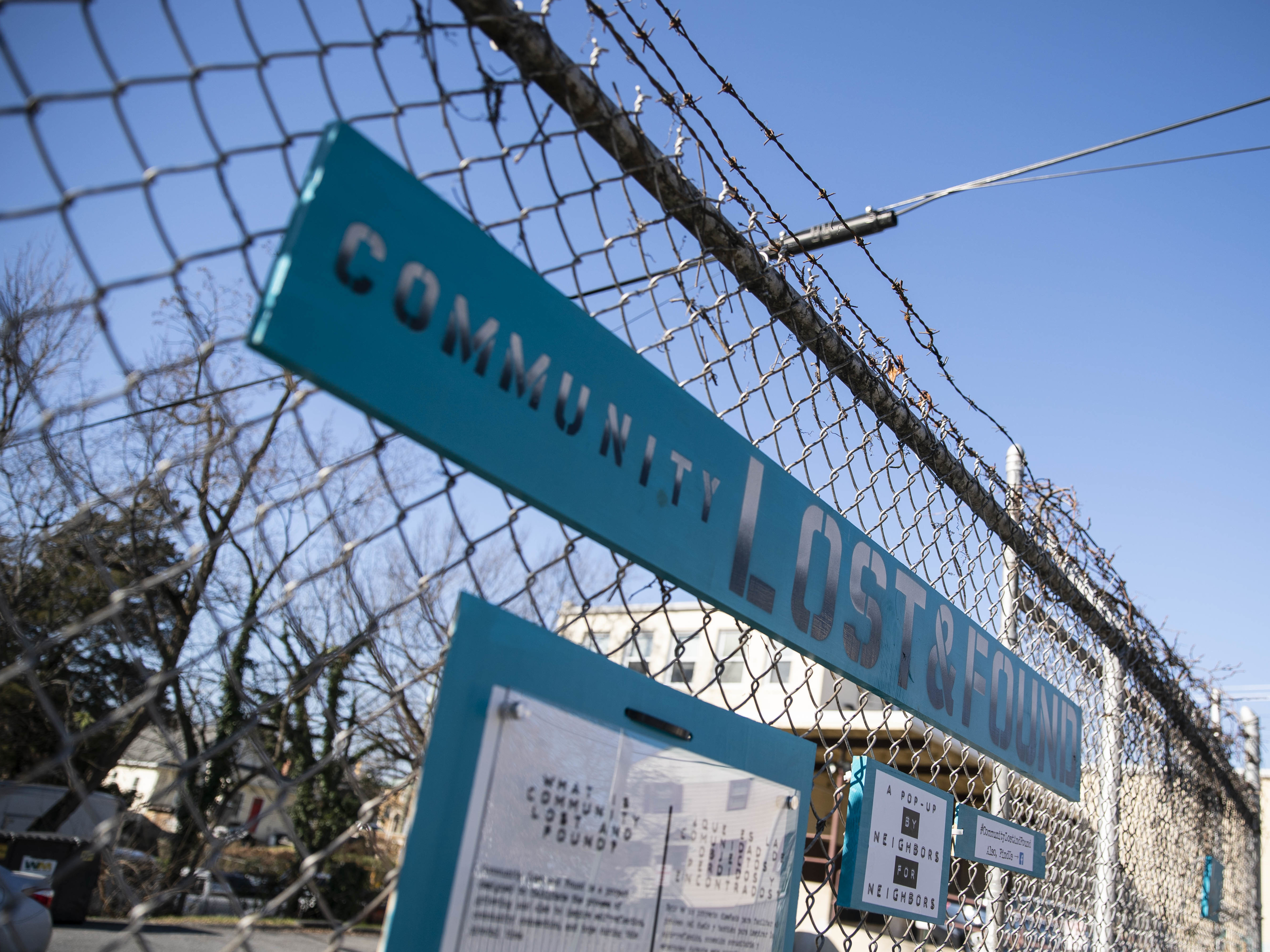 caption: The Lost and Found outdoor art exhibit asks residents to consider the question: What have you lost, and what have you found in 2020?