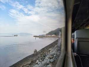 caption: The first Amtrak Cascades chugs up the coast to Canada on Monday, September 27, 2022. 