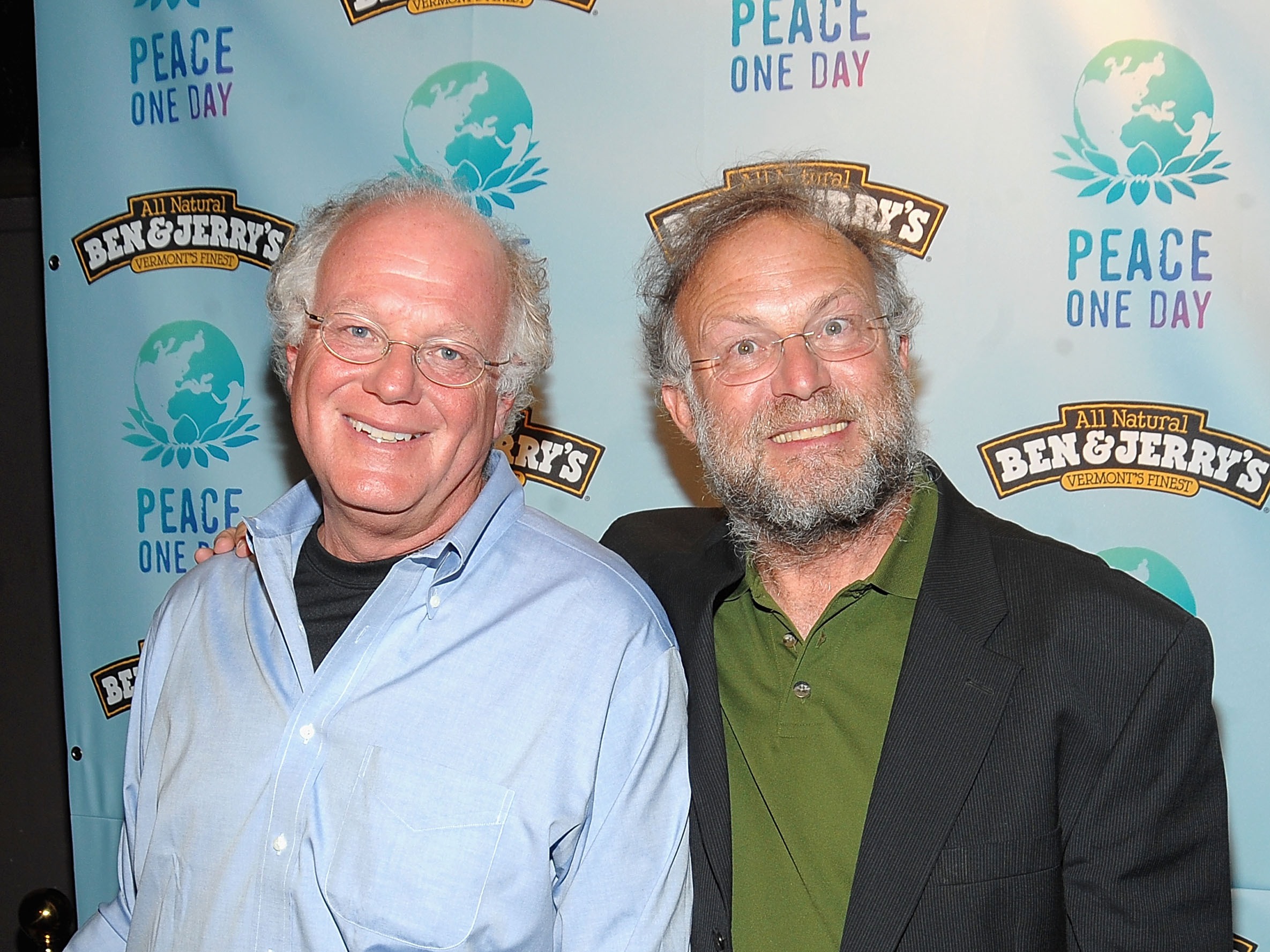caption: Ben Cohen (left) and Jerry Greenfield, co-founders of Ben &amp; Jerry's, attend a Peace Day celebration on Sept. 21, 2009, in New York City. Greenfield announced this week that he's resigned from the company.