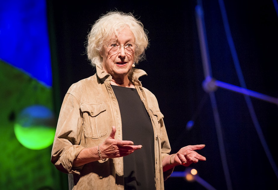 caption: Author Lesley Hazleton at TEDGlobal 2013 in Edinburgh, Scotland.