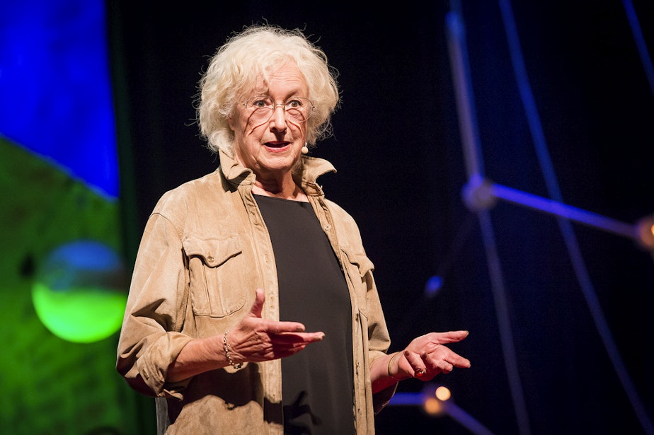 caption: Author Lesley Hazleton at TEDGlobal 2013 in Edinburgh, Scotland.