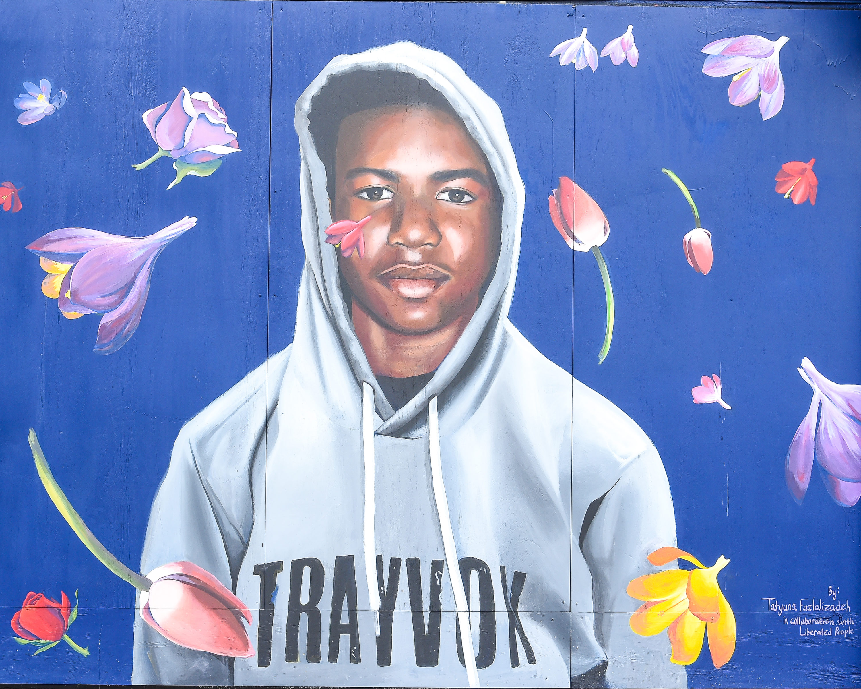 caption: The Trayvon Martin mural in New York City. (Ben Gabbe/Getty Images for Paramount Network )