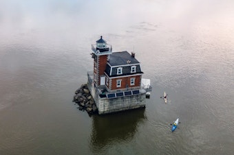caption: The Hudson-Athens Lighthouse is one of two "middle-of-the-river" lighthouses left standing on the Hudson River.