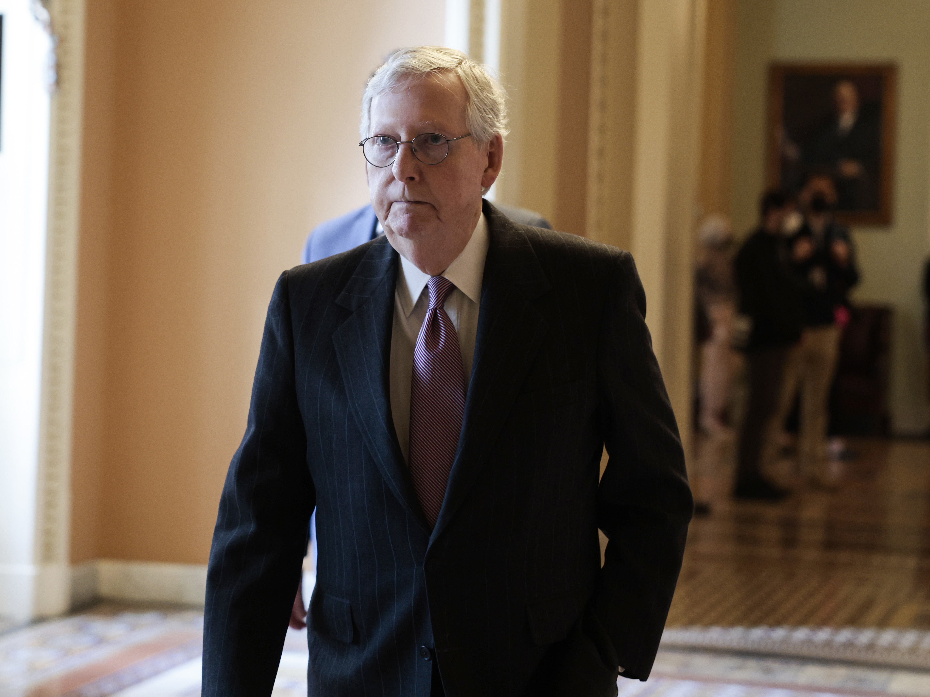 caption: Senate Minority Leader Mitch McConnell, R-Ky., on Thursday criticized the sanctions the Biden administration announced against Russia as too little, too late.
