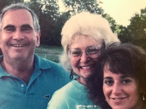 caption: The Feldsteins in 1983 (from left to right): Michael, Bernie, Barbara and Vickie.