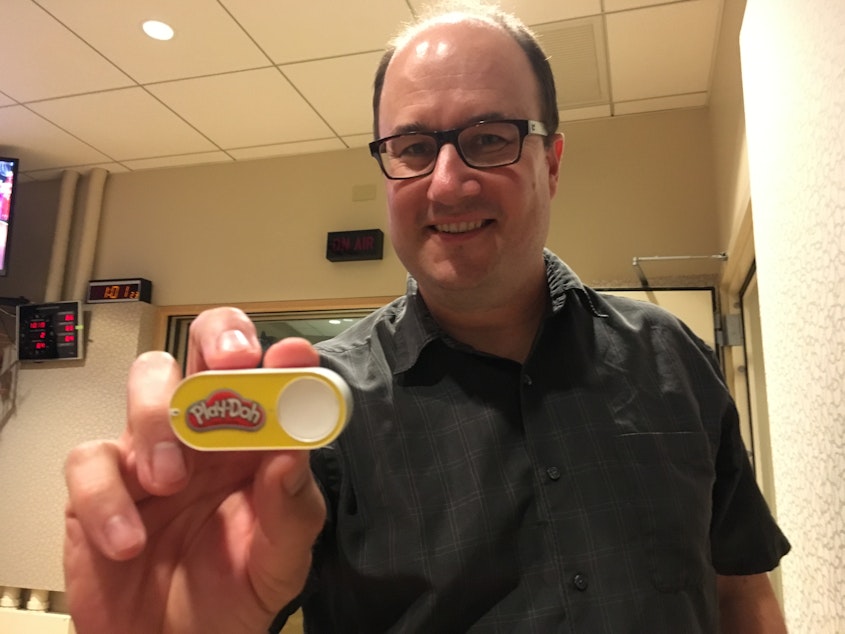 caption: Todd Bishop uses Amazon Dash to keep on top of his young son's Play-Doh needs.