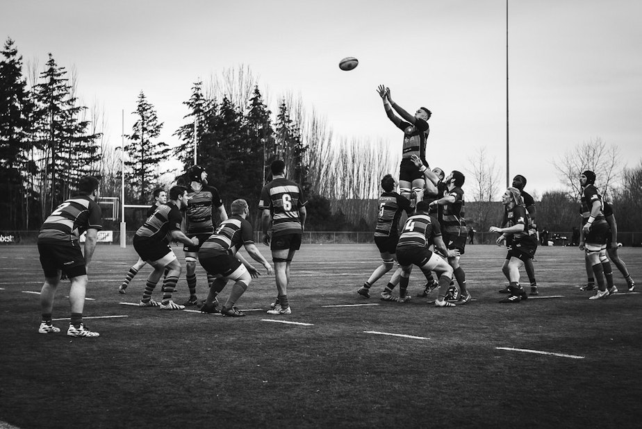 caption: A Seattle Saracens rugby match 