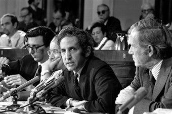 caption: In this July 28, 1971 file photo, Daniel Ellsberg, former Defense Department researcher who leaked top-secret Pentagon papers to the press, speaks to an unofficial House panel investigating the significance of the war documents.