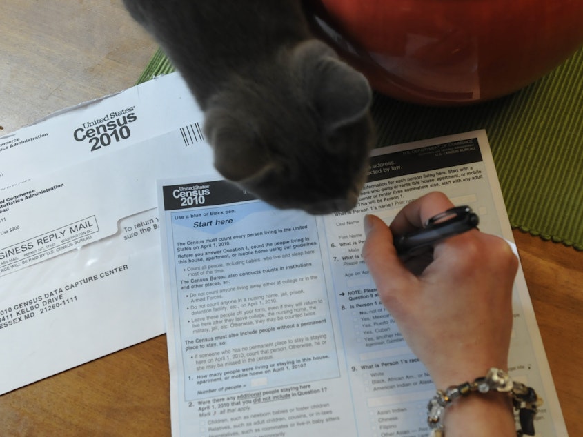 caption: A resident of Reading, Pa., fills out a U.S. census form in 2010. The White House's Office of Management and Budget says it's reviewing proposals that the Census Bureau's researchers say would allow the census to gather more accurate race and ethnicity data about Latinos and people with Middle Eastern or North African origins.