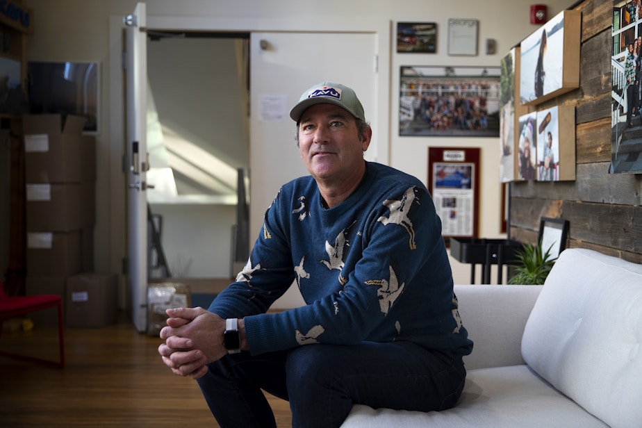 caption: KAVU founder Barry Barr is portrayed on Friday, Jan. 24, 2025, at KAVU headquarters in Seattle.