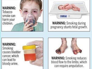 caption: The U.S. Food and Drug Administration plans to require tobacco companies to include 13 health warnings on cigarette packaging and advertisements.